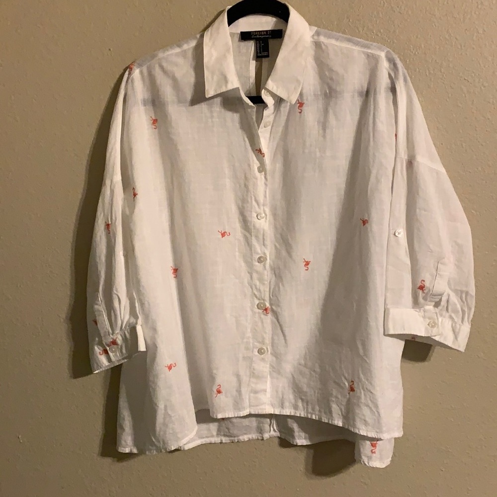 Forever 21 flamingo boxy top small